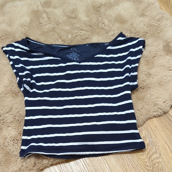 Klassy Network Navy and White Striped Tee - Picture 3 of 4
